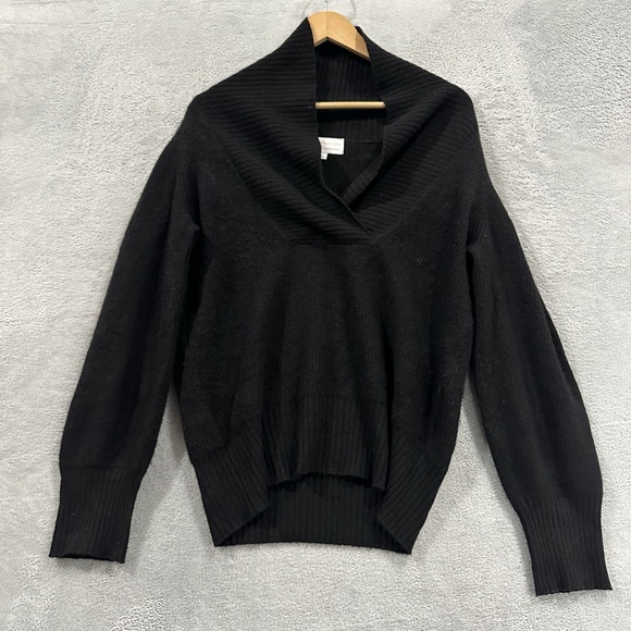 Design History Sweaters - Design History Sweater Women's Large Shawl Collar Pure Cashmere Fisherman Black